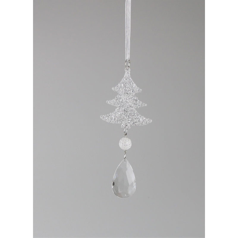 Crystal look Christmas Tree Hanging Ornament – White