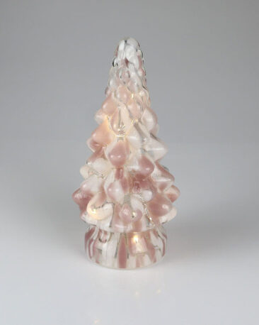 LED Glass Christmas Tree – Rose Tint(13 × 24 cm)