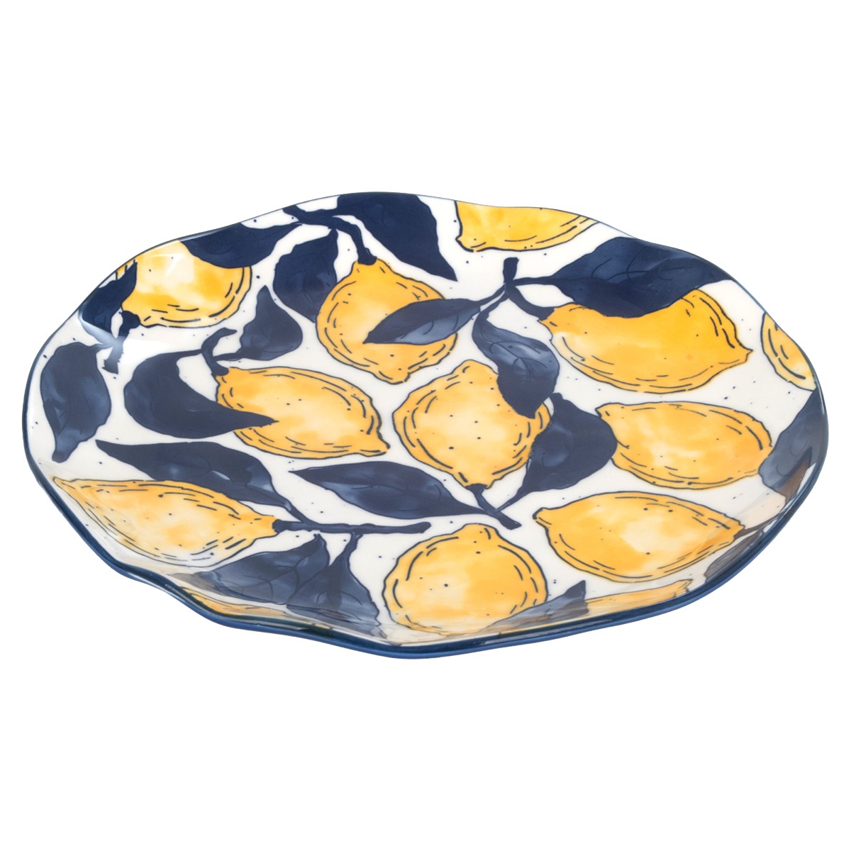 BLUE PORCELAIN LEMON DESIGN PLATE