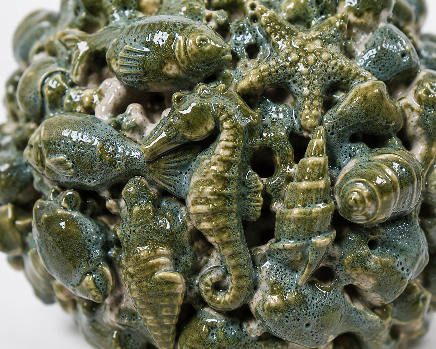 Vase with Sea Animals green Ceramic - Image 2