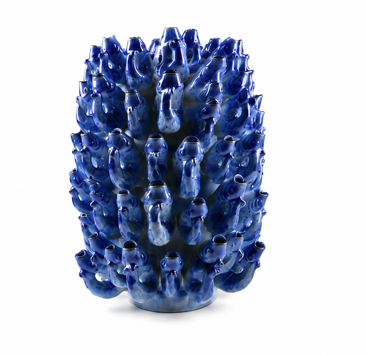 Vase with Fish Blue Ceramic