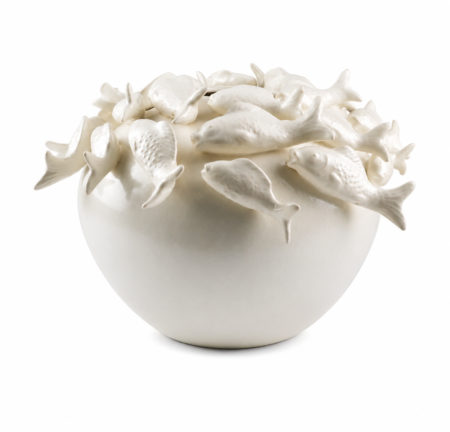 Vase with Fish White Ceramic